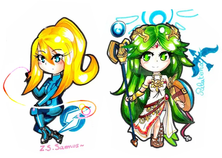 Download Chibi Palutena Et Samus Zero Suit Samus Palutena Png Zero Suit Samus Png