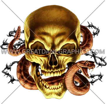 Skull U0026 Snake Production Ready Artwork For T Shirt Printing Creepy Png Snake Head Png