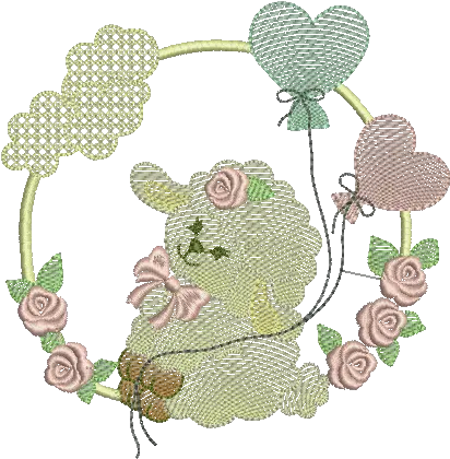 Sheep Sitting In The Floral Frame Free Embroidery Design Decorative Png Floral Frame Png