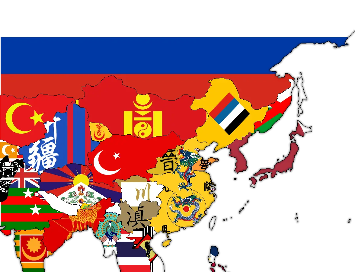 China Map Flag Art Kaiserreich Map Sino Japanese War Png China Flag Transparent