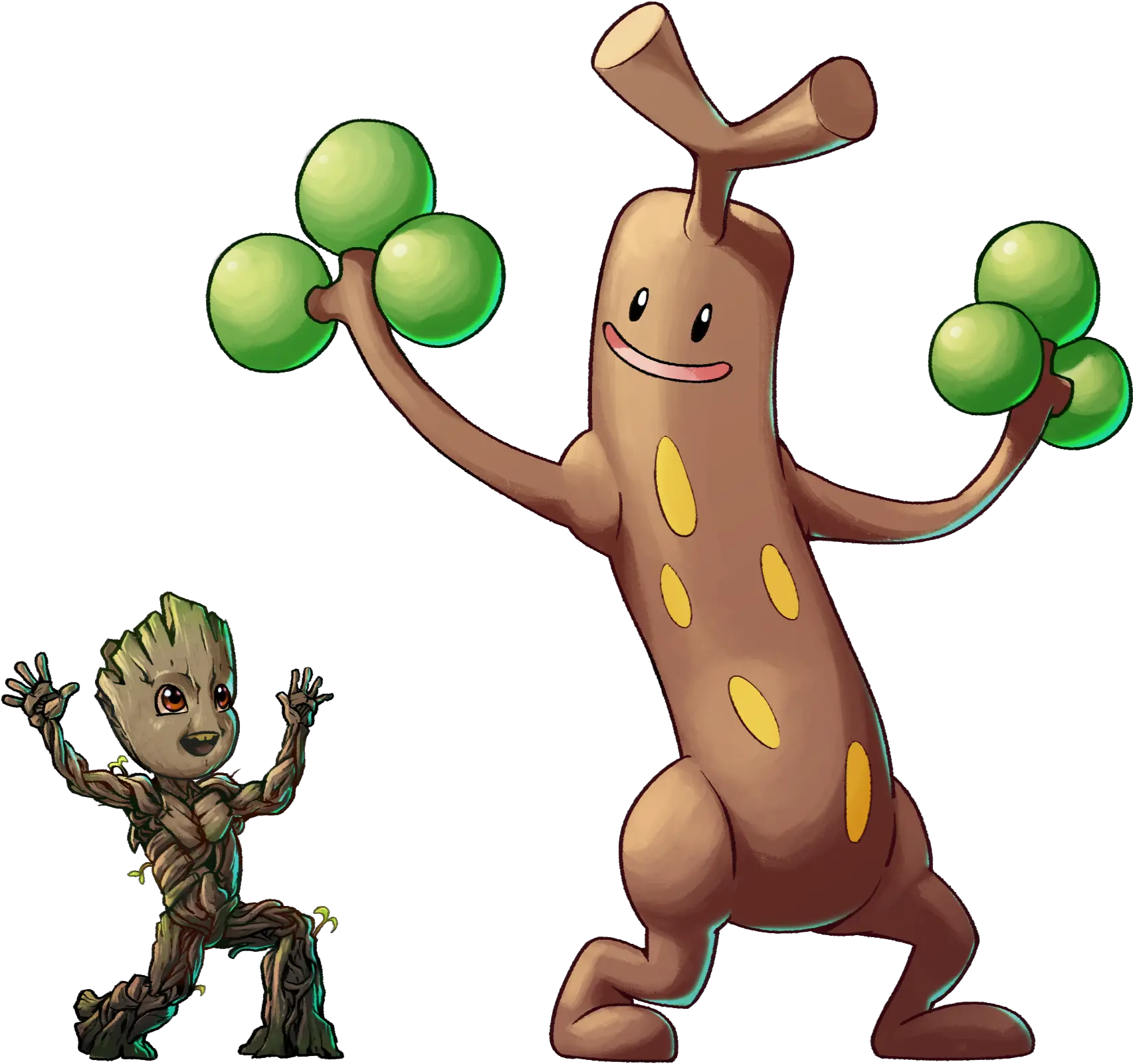 Sudowoodo And Groot Pokemon 2 More Drawn By Metalmorag Groot Pokemon Png Groot Transparent