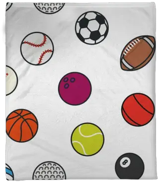 Plush Blanket Seamless Pattern Sports Balls Minimal Color Sports Balls Png Line Icon Set