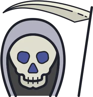 Grim Reaper Icon In Color Hand Drawn Style Scary Png Scythe Mouse Icon