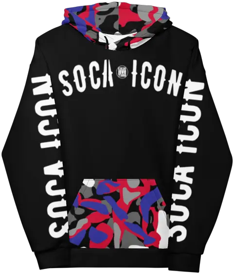 Endless Summer 21 Soca Icon Camo Mens Blue Red Hoodie Long Sleeve Png Crops Icon