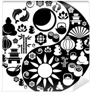 Wall Mural Yin Yang Made From Zen Icons Vector Mantra Wall Art Png Zen Icon