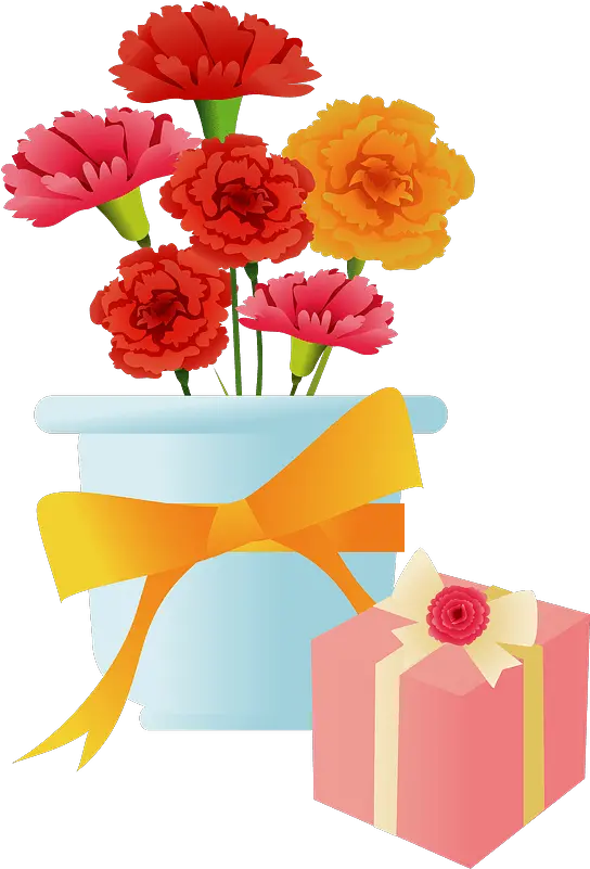 Mothers Day Gift And Carnations In A Pot Clipart Free Png Carnation