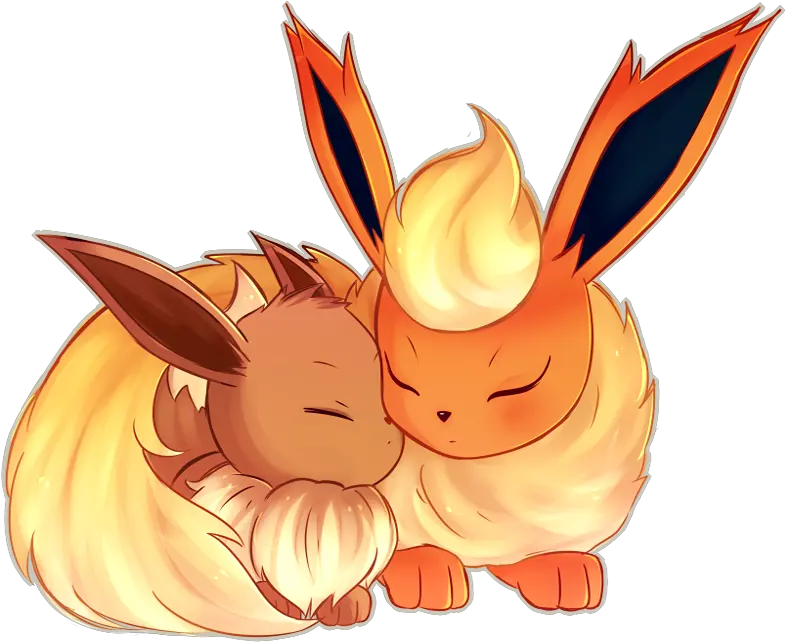 Flareon Y Eevee Pokemon Flareon And Eevee Png Flareon Transparent